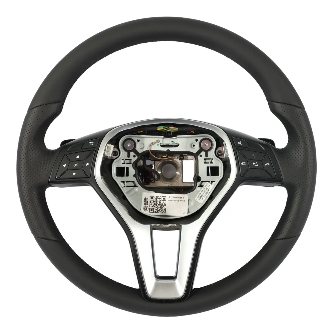 Mercedes W212 Volante NUOVO in Pelle Nera con Fili Nera Comandi a Paddle - SKU A2184600118-1 - Numero di parte A2184600118