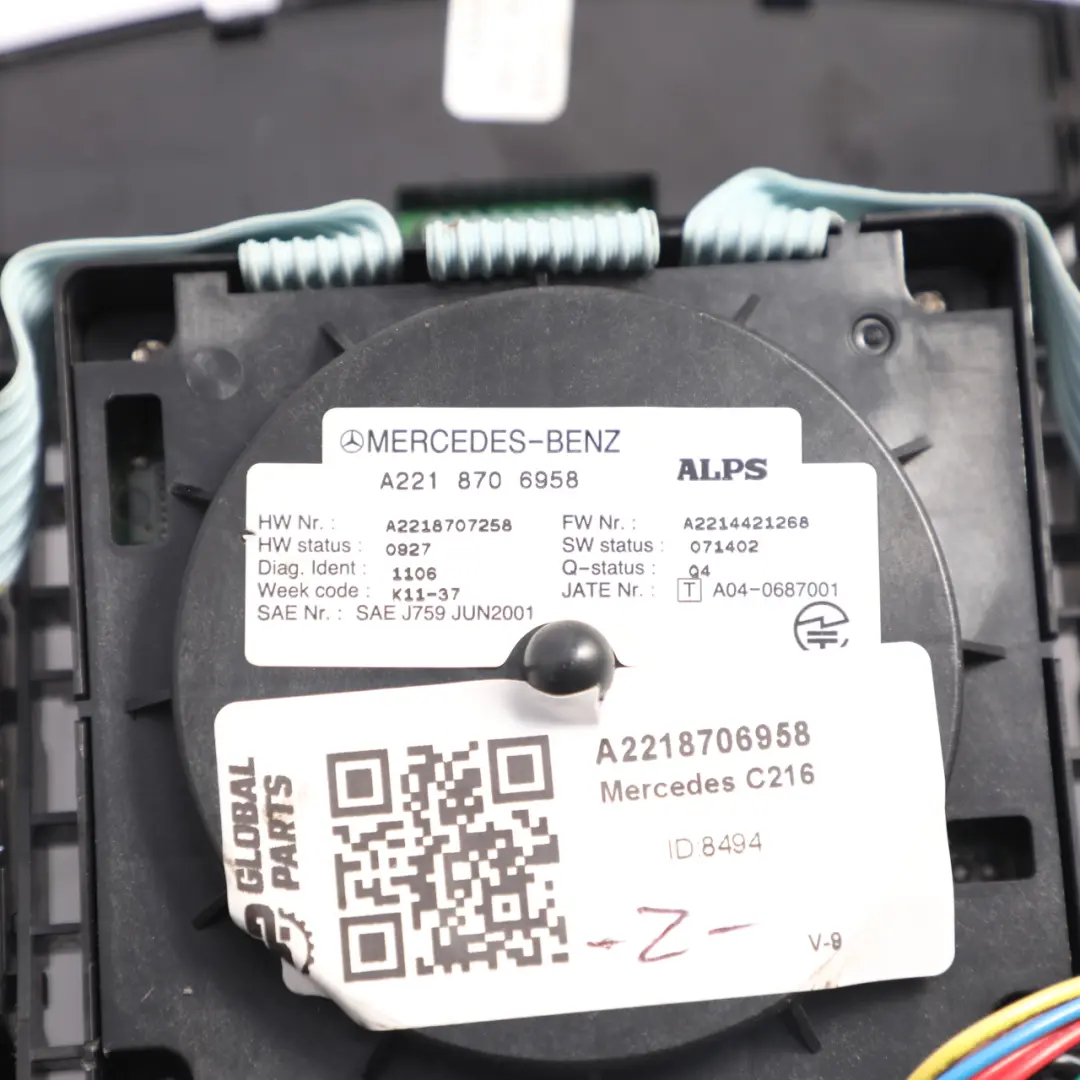 Mercedes CL C216 Multimedia COMAND Control Unit Switch Panel - SKU A2218706958 - Part number A2218706958