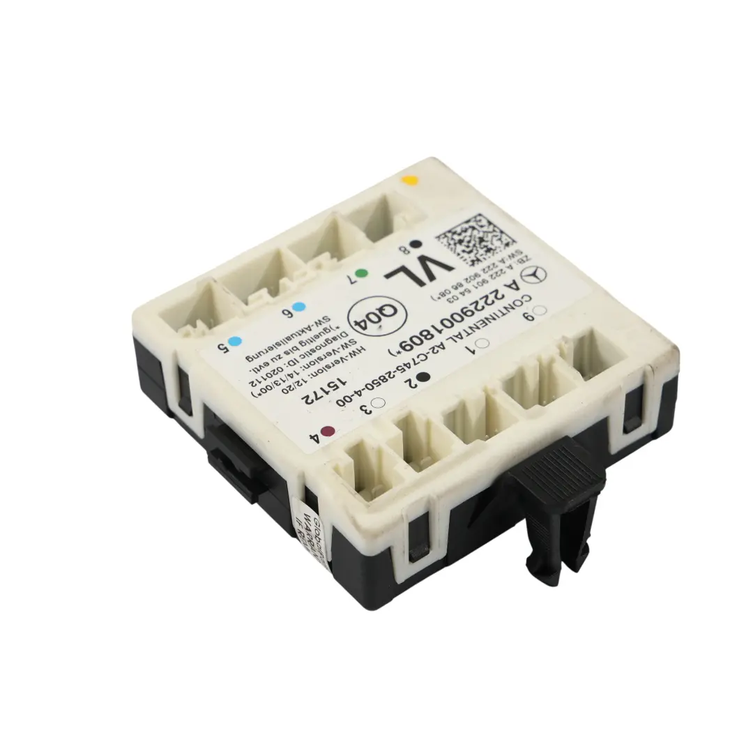 Modulo Porta Anteriore Sinistro Controllo ECU per Mercedes W205 W222 con numero di parte A2229001809 Mercedes W205 W222 Modulo Porta Anteriore Sinistro Controllo ECU - SKU A2229001809 - Numero di parte A2229001809