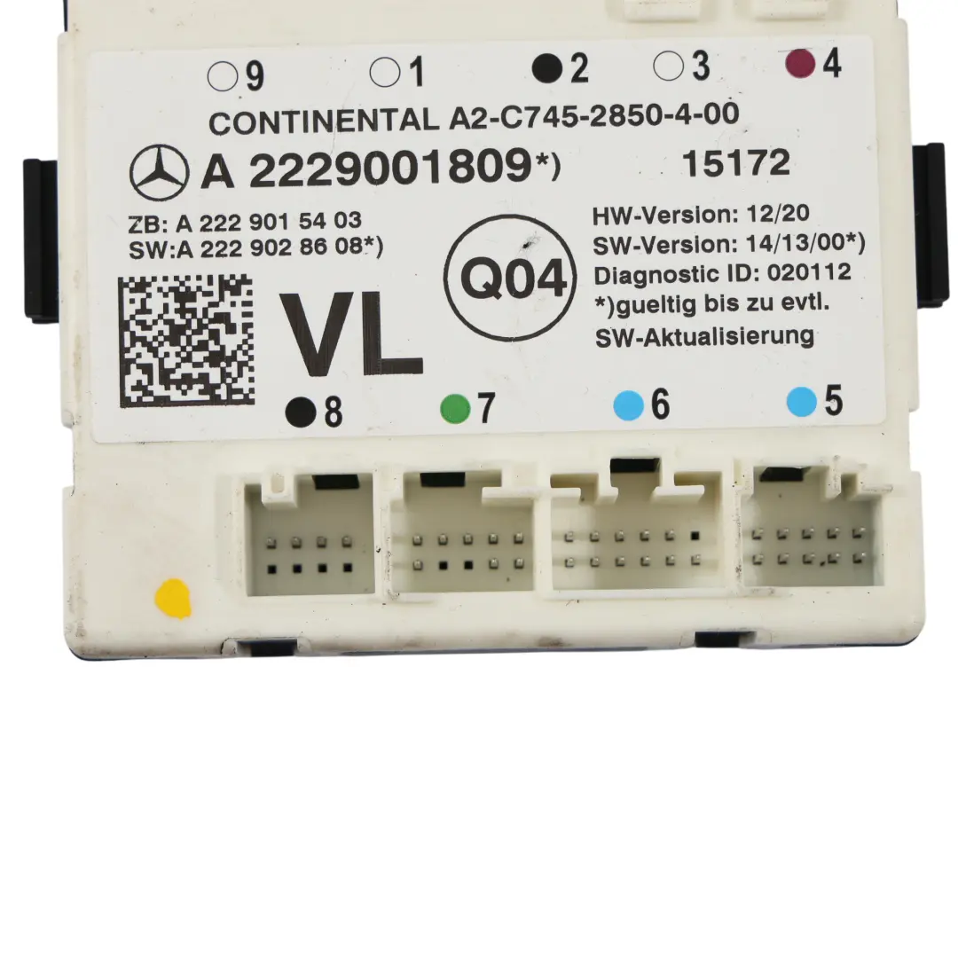 Mercedes W205 W222 Modulo Porta Anteriore Sinistro Controllo ECU - SKU A2229001809 - Numero di parte A2229001809