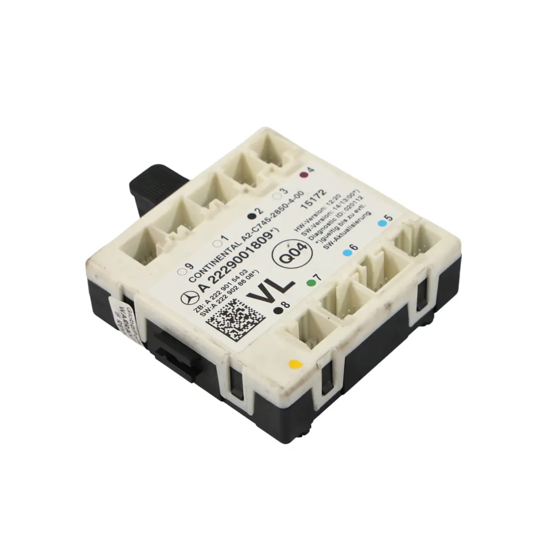 Puerta Delantera Izquierda Unidad Control ECU para Mercedes W205 W222 con número de pieza A2229001809 Mercedes W205 W222 Puerta Delantera Izquierda Unidad Control ECU - SKU A2229001809 - Número de pieza A2229001809