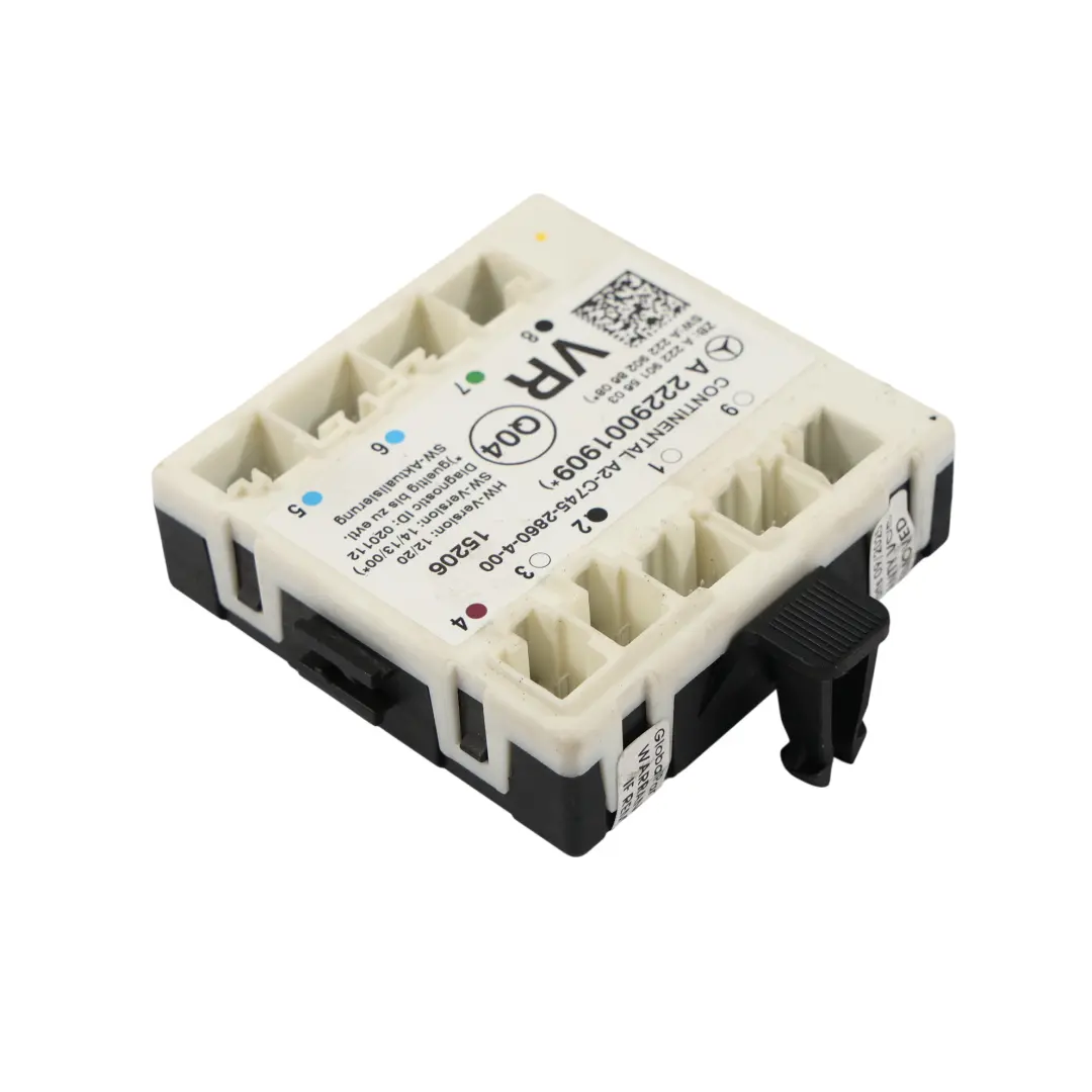 Modulo Porta Anteriore Destra Unità Controllo ECU per Mercedes W205 W222 con numero di parte A2229001909 Mercedes W205 W222 Modulo Porta Anteriore Destra Unità Controllo ECU - SKU A2229001909 - Numero di parte A2229001909