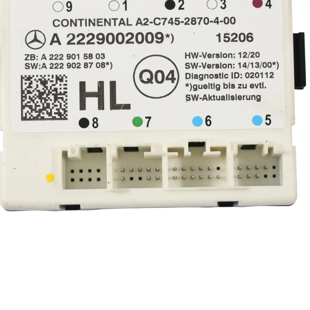 Mercedes W205 W222 Module Commande Porte Arrière Gauche - SKU A2229002009 - Numéro de pièce A2229002009