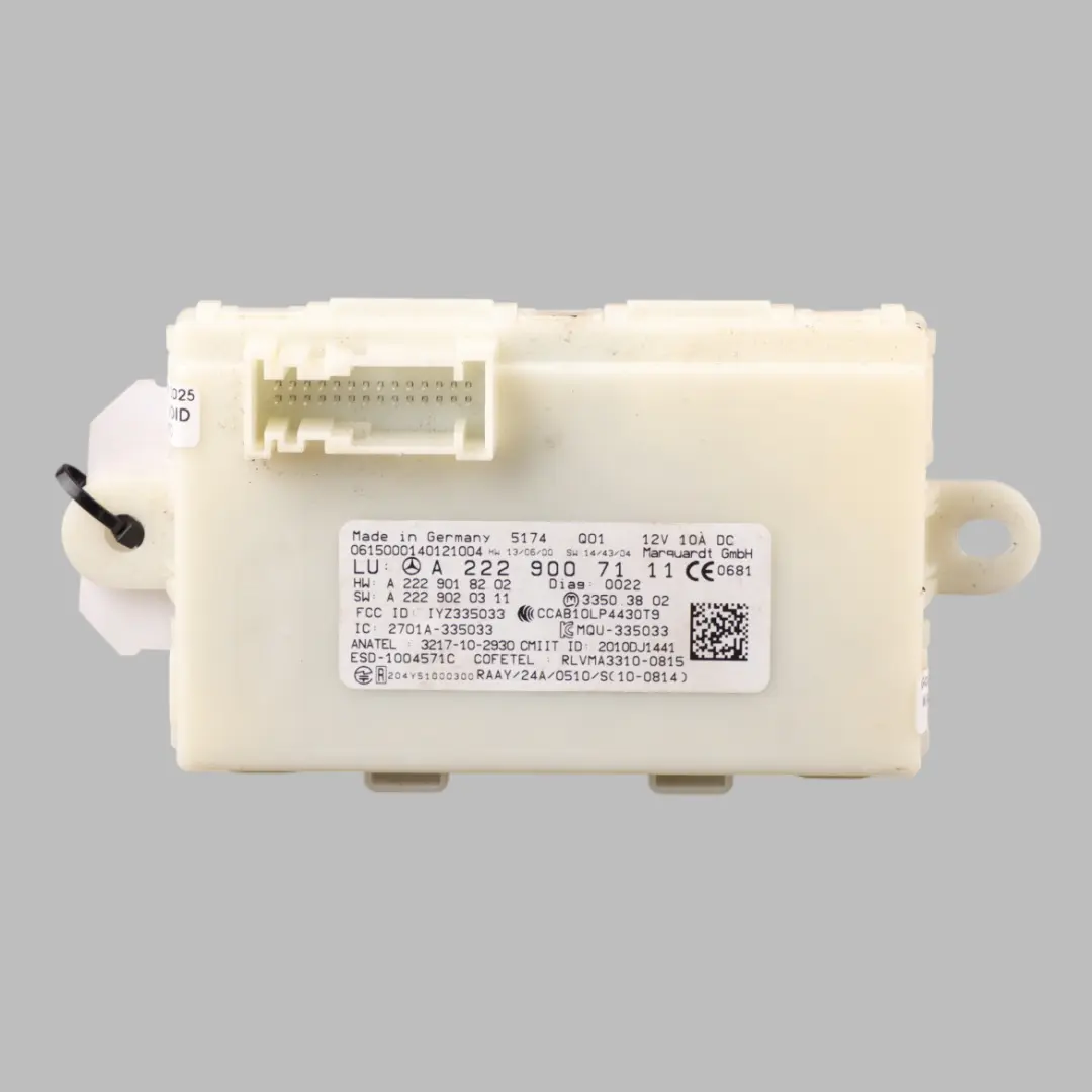 Keyless Go Entry Module Control Unit ECU to Mercedes W205 W222 with Part number A2229007111 Mercedes W205 W222 Keyless Go Entry Module Control Unit ECU - SKU A2229007111 - Part number A2229007111
