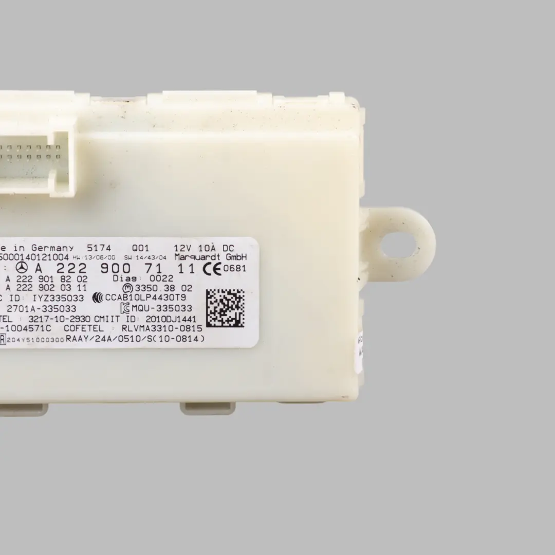 Keyless Go Entry Module Control Unit ECU to Mercedes W205 W222 with Part number A2229007111 Mercedes W205 W222 Keyless Go Entry Module Control Unit ECU - SKU A2229007111 - Part number A2229007111