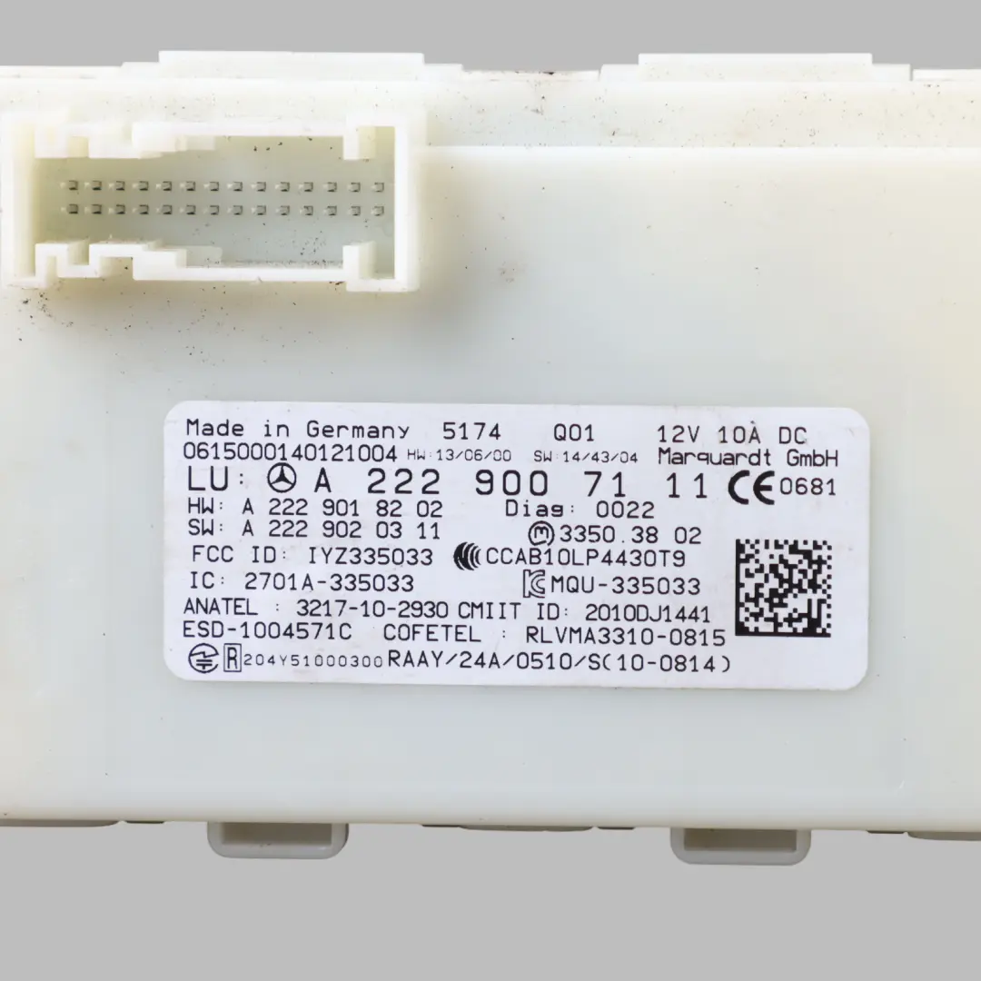 Keyless Go Entry Module Control Unit ECU to Mercedes W205 W222 with Part number A2229007111 Mercedes W205 W222 Keyless Go Entry Module Control Unit ECU - SKU A2229007111 - Part number A2229007111