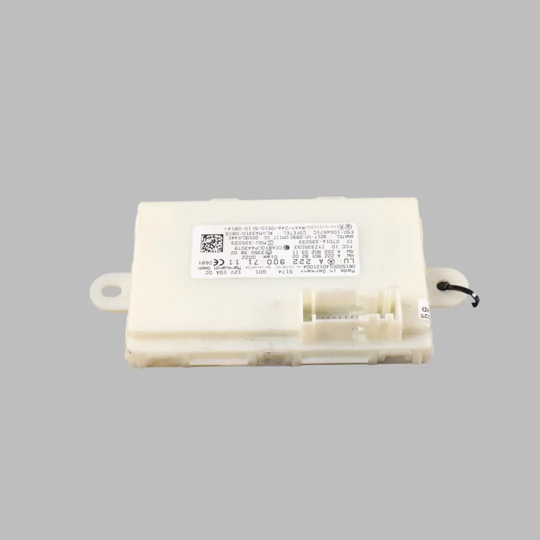 Keyless Go Entry Module Control Unit ECU to Mercedes W205 W222 with Part number A2229007111 Mercedes W205 W222 Keyless Go Entry Module Control Unit ECU - SKU A2229007111 - Part number A2229007111