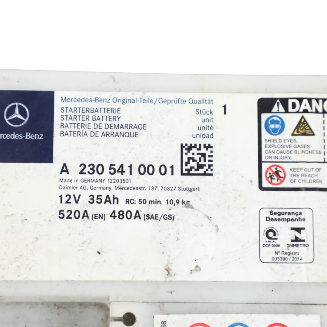 AGM Accumulator Battery 35Ah 480A 12V to Mercedes W204 W212 with Part number A2305410001 Mercedes W204 W212 AGM Accumulator Battery 35Ah 480A 12V - SKU A2305410001 - Part number A2305410001