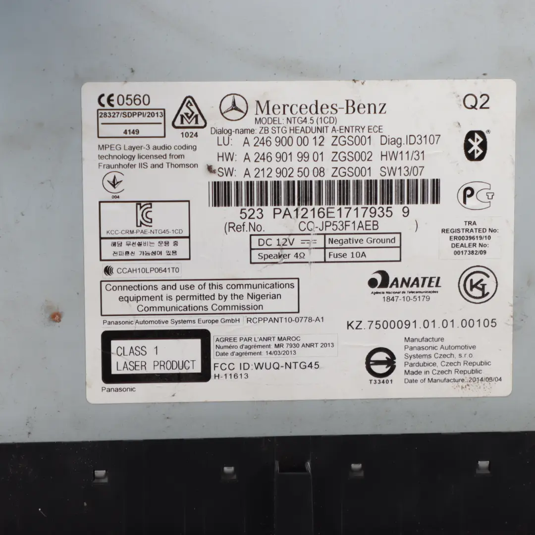 Radio Head Unit COMAND Navi Player Control Unit to Mercedes W176 W246 with Part number A2469000012 Mercedes W176 W246 Radio Head Unit COMAND Navi Player Control Unit - SKU A2469000012-3 - Part number A2469000012