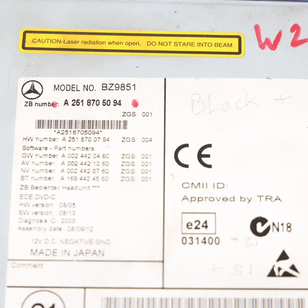 Navegación Medios Unidad Principal Radio Sat Nav para Mercedes W251 con número de pieza A2518705094 Mercedes W251 Navegación Medios Unidad Principal Radio Sat Nav - SKU A2518705094-1 - Número de pieza A2518705094