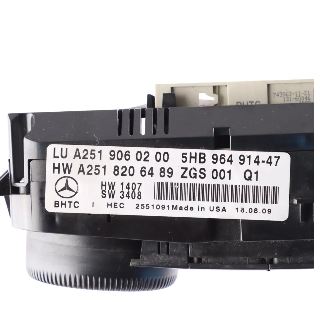 Mercedes W164 V251 A/C Aire Acondicionado Climatizador Calentador Panel Control - SKU A2519060200-1 - Número de pieza A2519060200