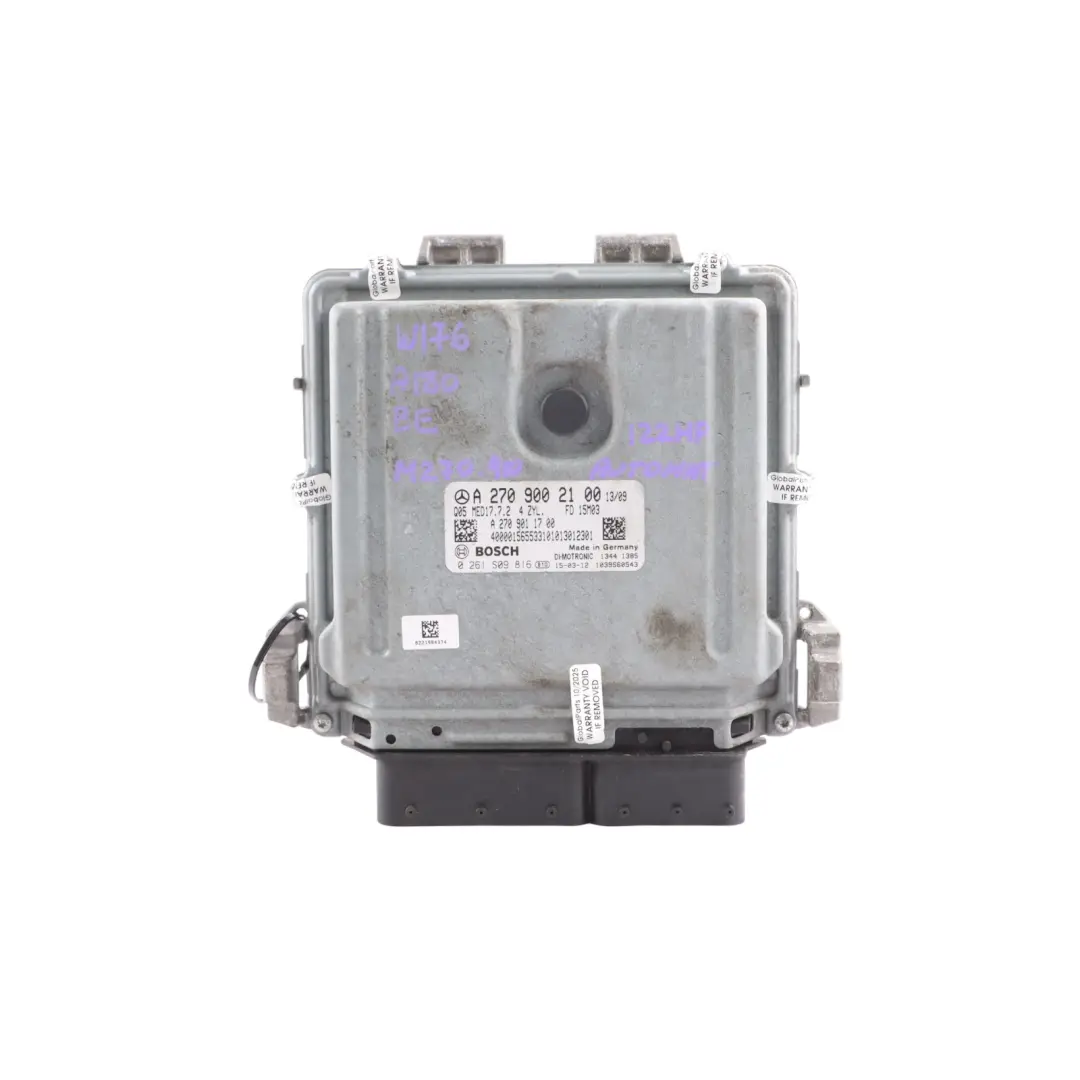 M270.910 122HP Engine Control ECU Kit Automatic to Mercedes W176 with Part number A2709002100 Mercedes W176 M270.910 122HP Engine Control ECU Kit Automatic - SKU A2709002100-12 - Part number A2709002100