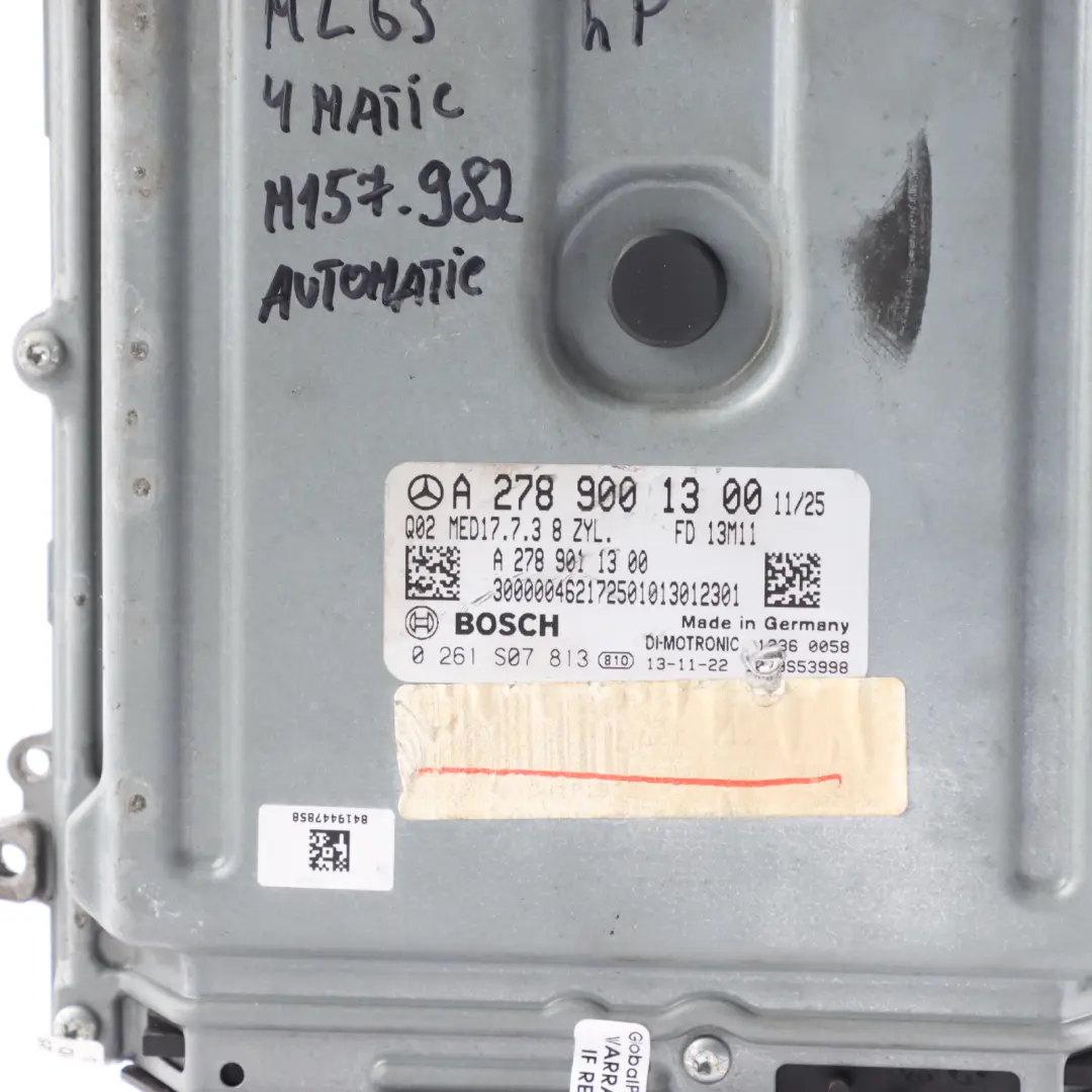 Mercedes W166 ML63 4-Matic M157 585HP Engine Unit ECU Kit Automatic - SKU A2789001300-2 - Part number A2789001300