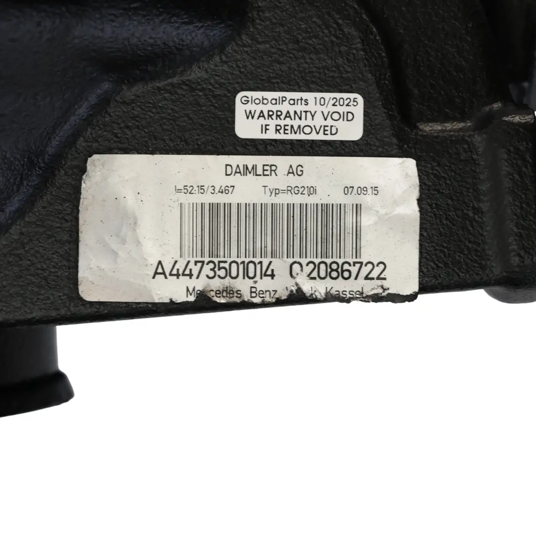 Mercedes W447 Eje Trasero Diferencial 52:15 Ratio=3,467 GARANTIA - SKU A4473501014 - Número de pieza A4473501014