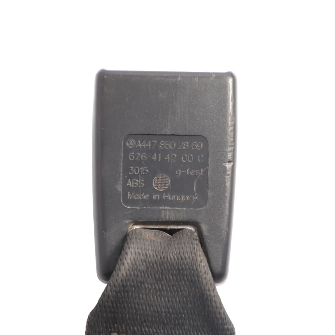 Belt Buckle Clip Front Right O/S to Mercedes Vito W447 Seat with Part number A4478602869 Mercedes Vito W447 Seat Belt Buckle Clip Front Right O/S - SKU A4478602869 - Part number A4478602869