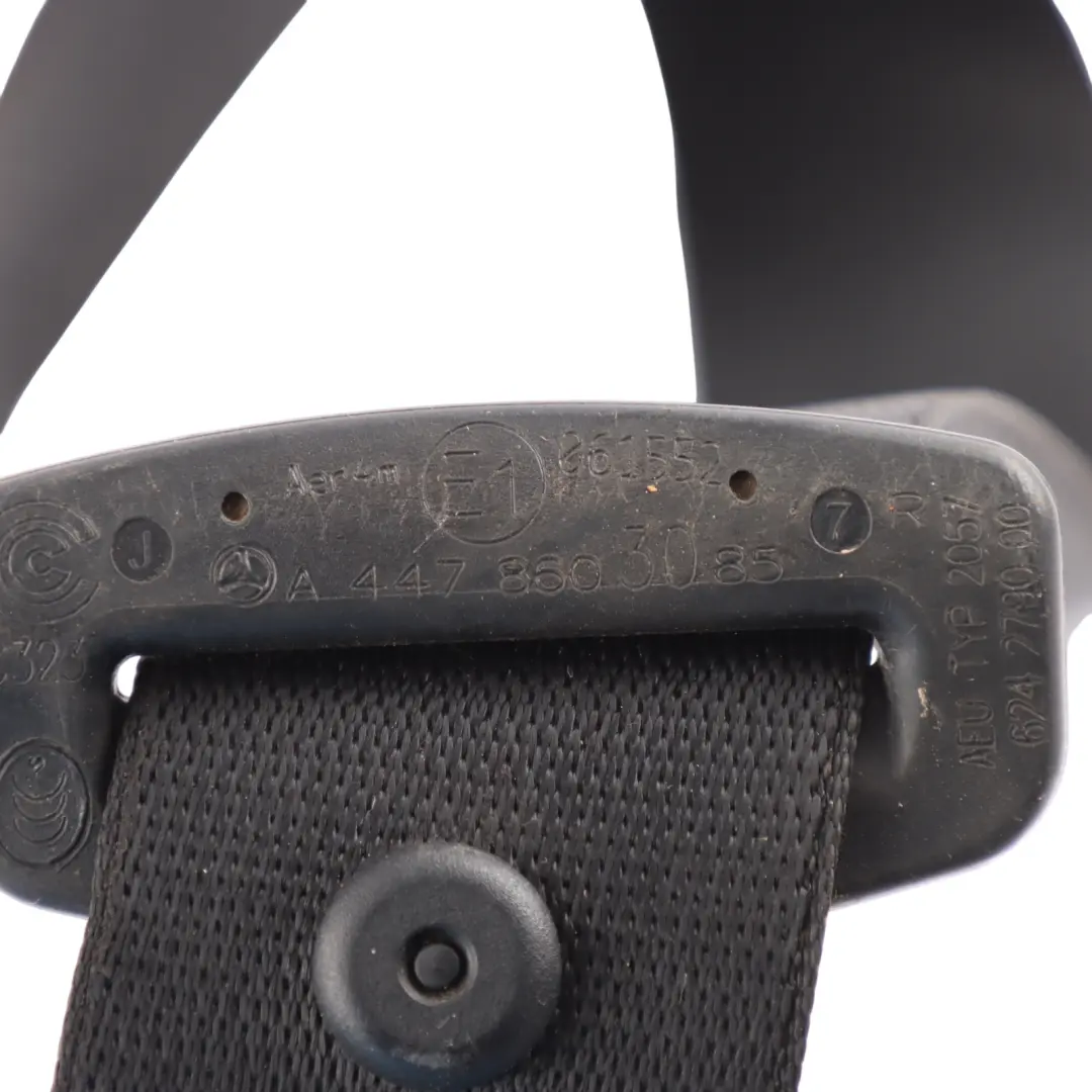 Two Seater Seat Belt Upper Black Right O/S to Mercedes Vito W447 with Part number A4478603085 Mercedes Vito W447 Two Seater Seat Belt Upper Black Right O/S - SKU A4478603085 - Part number A4478603085