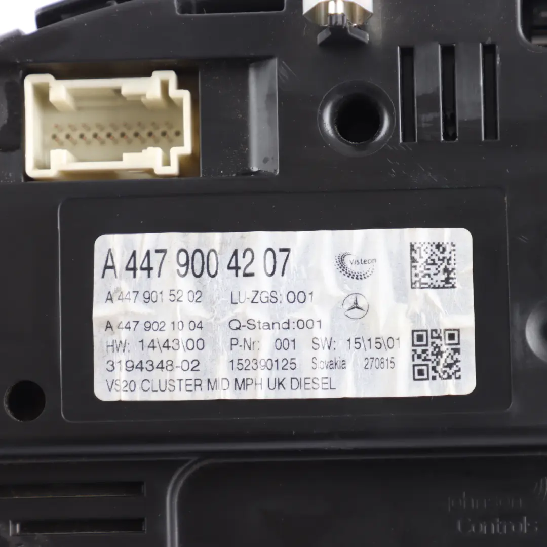 Instrument Cluster Speedo Meter Clocks Manual Diesel A4479007008 to Mercedes W447 with Part number A4479004207 Mercedes W447 Instrument Cluster Speedo Meter Clocks Manual Diesel A4479007008 - SKU RHD-A4479004207 - Part number A4479004207
