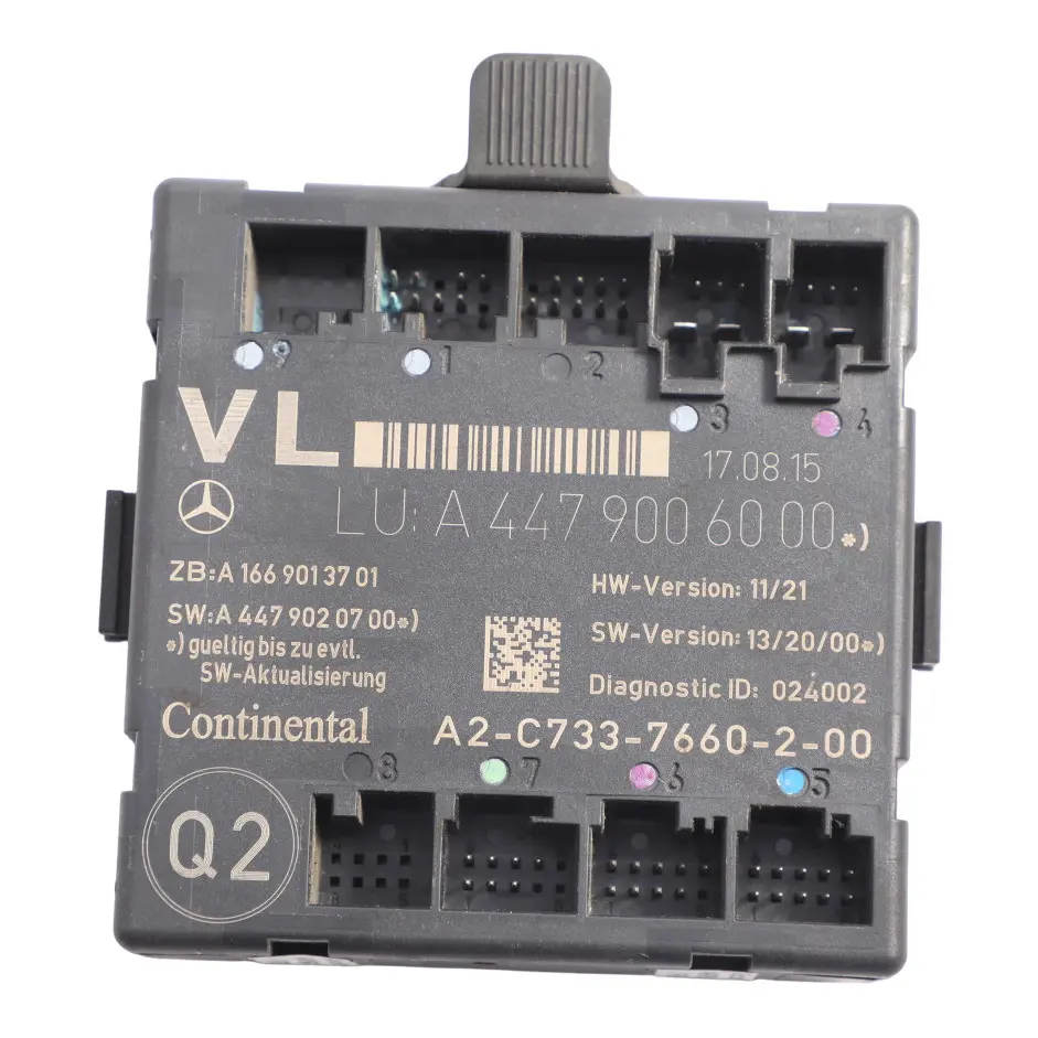 Front Door Module Control Unit ECU Front Left N/S A1669013901 to Mercedes W447 with Part number A4479006000 Mercedes W447 Front Door Module Control Unit ECU Front Left N/S A1669013901 - SKU A4479006000 - Part number A4479006000