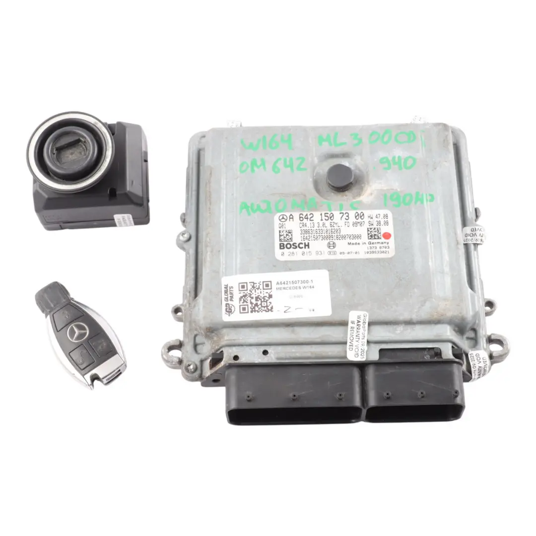 Mercedes W164 ML300 CDI 642.940 190HP Engine Control ECU Automatic - SKU A6421507300-1 - Part number A6421507300