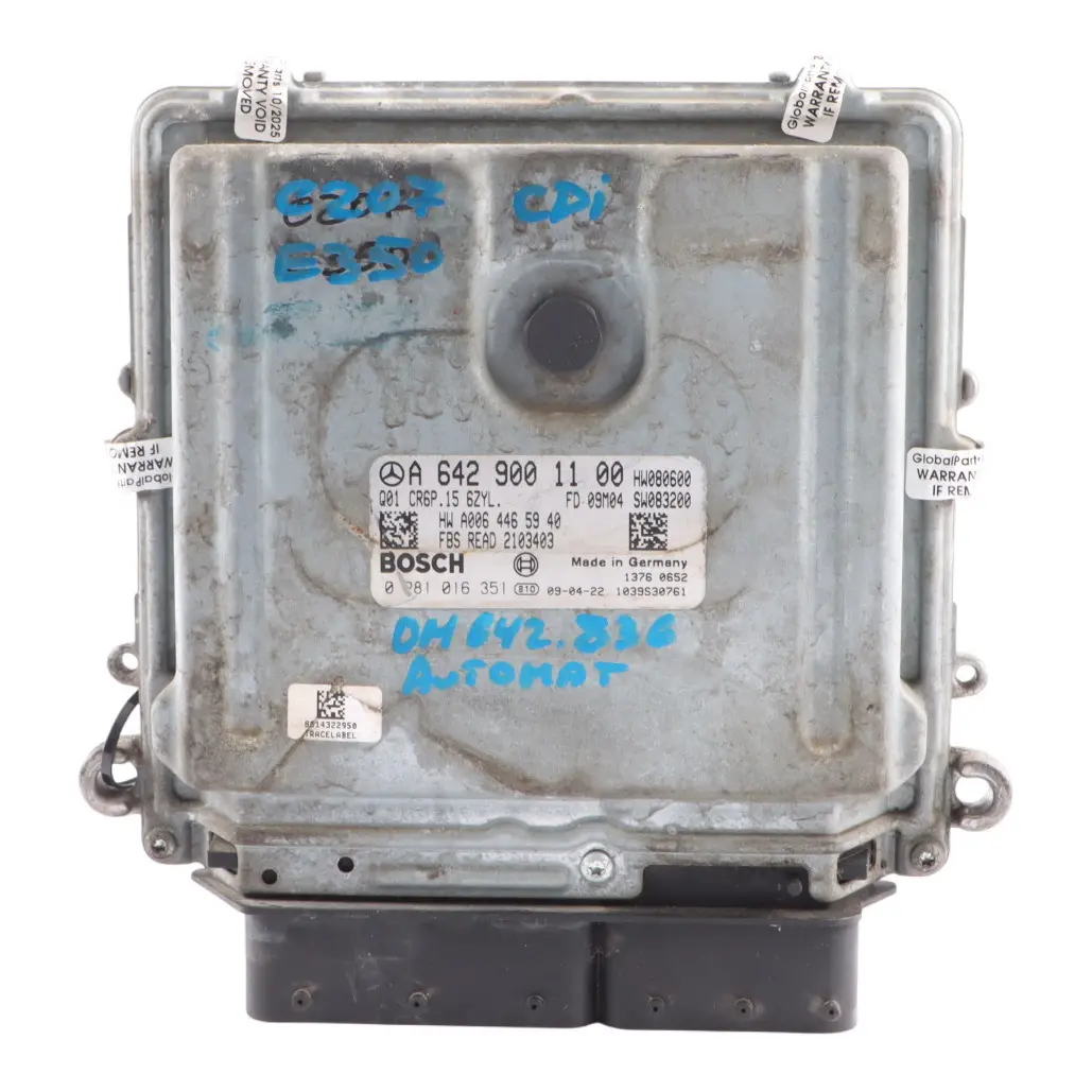 Mercedes C207 E350 CDI OM642.836 231HP Engine Control ECU A6429001100 Automatic