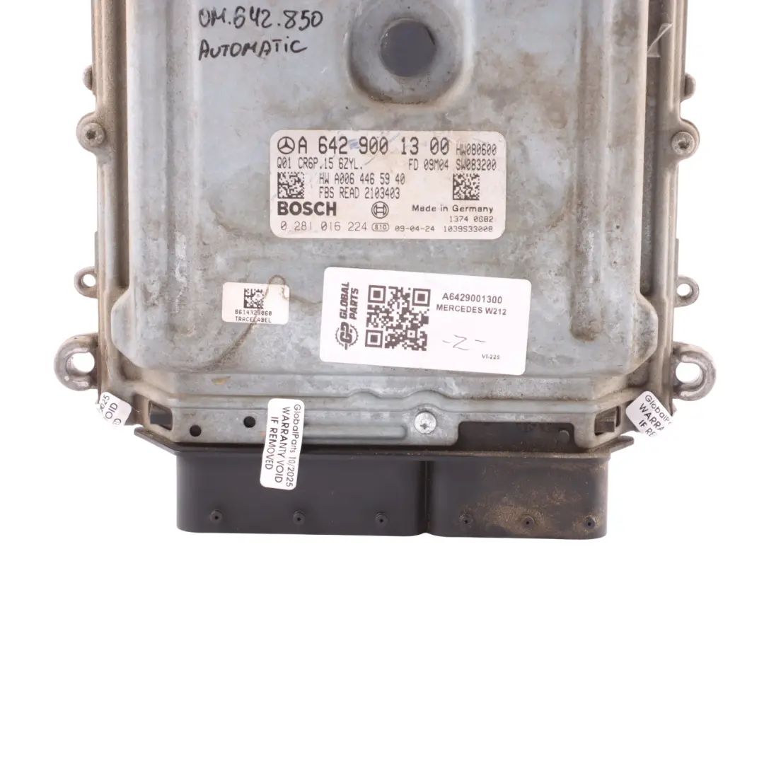 Mercedes W212 E350 CDI OM642.850 231HP Engine Control ECU Automatic - SKU A6429001300 - Part number A6429001300