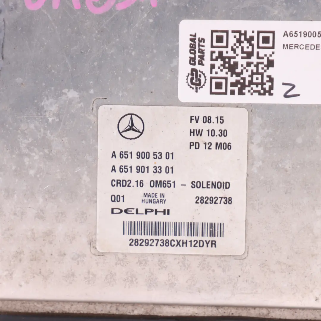 Mercedes W204 W212 E220CDI OM651 Moduł Sterujący Silnika ECU - SKU A6519005301-15 - Numer Części A6519005301