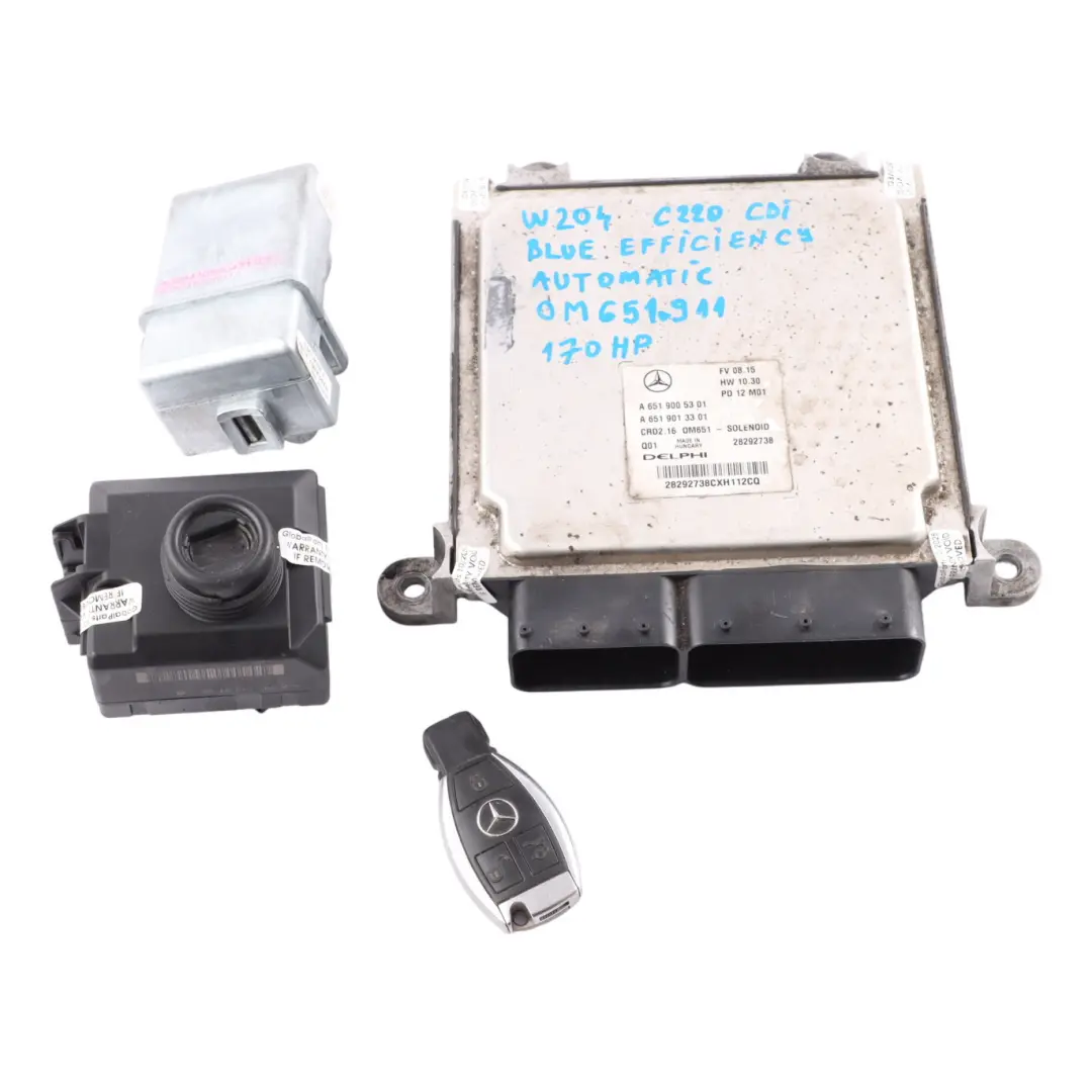 Mercedes W204 C220CDI 651.911 170HP motore ECU Kit chiave blocco - SKU A6519005301-4 - Numero di parte A6519005301