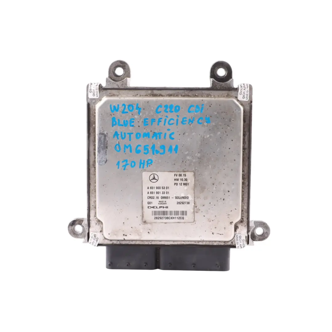 Mercedes W204 C220CDI 651.911 170HP Motor Kit ECU Cerradura Llave - SKU A6519005301-4 - Número de pieza A6519005301