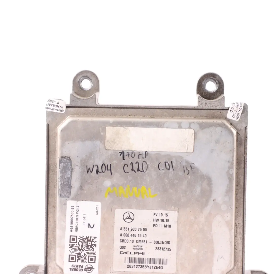 Mercedes W204 W212 C220CDI 170HP OM651.911 Engine Control ECU Manual - SKU A6519007500-26 - Part number A6519007500