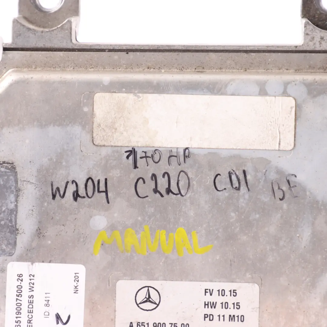Mercedes W204 W212 C220CDI 170HP OM651.911 Engine Control ECU Manual - SKU A6519007500-26 - Part number A6519007500