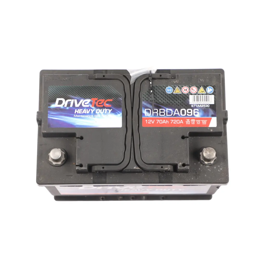 DriveTec Heavy Duty Car Battery Accumulator 12V 70Ah 720A DRBDA096 to with Part number DRIVETEC-70AH-1 DriveTec Heavy Duty Car Battery Accumulator 12V 70Ah 720A DRBDA096 - SKU DRIVETEC-70AH-1 - Part number DRIVETEC-70AH-1