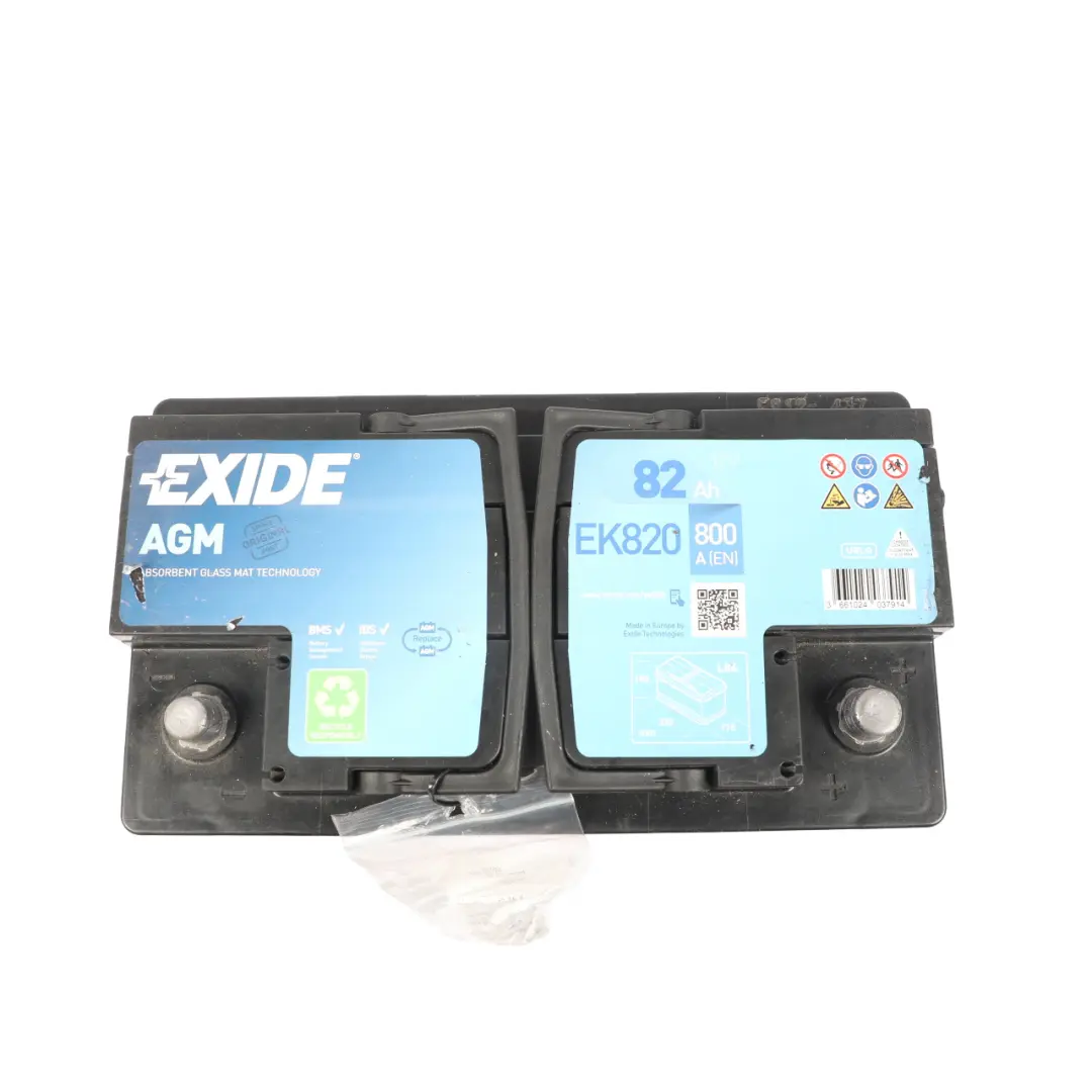 Exide Battery Accumulator Start Stop AGM Electrical Unit EK820 82Ah 800A to with Part number EXIDE-AGM-82AH Exide Battery Accumulator Start Stop AGM Electrical Unit EK820 82Ah 800A - SKU EXIDE-AGM-82AH - Part number EXIDE-AGM-82AH