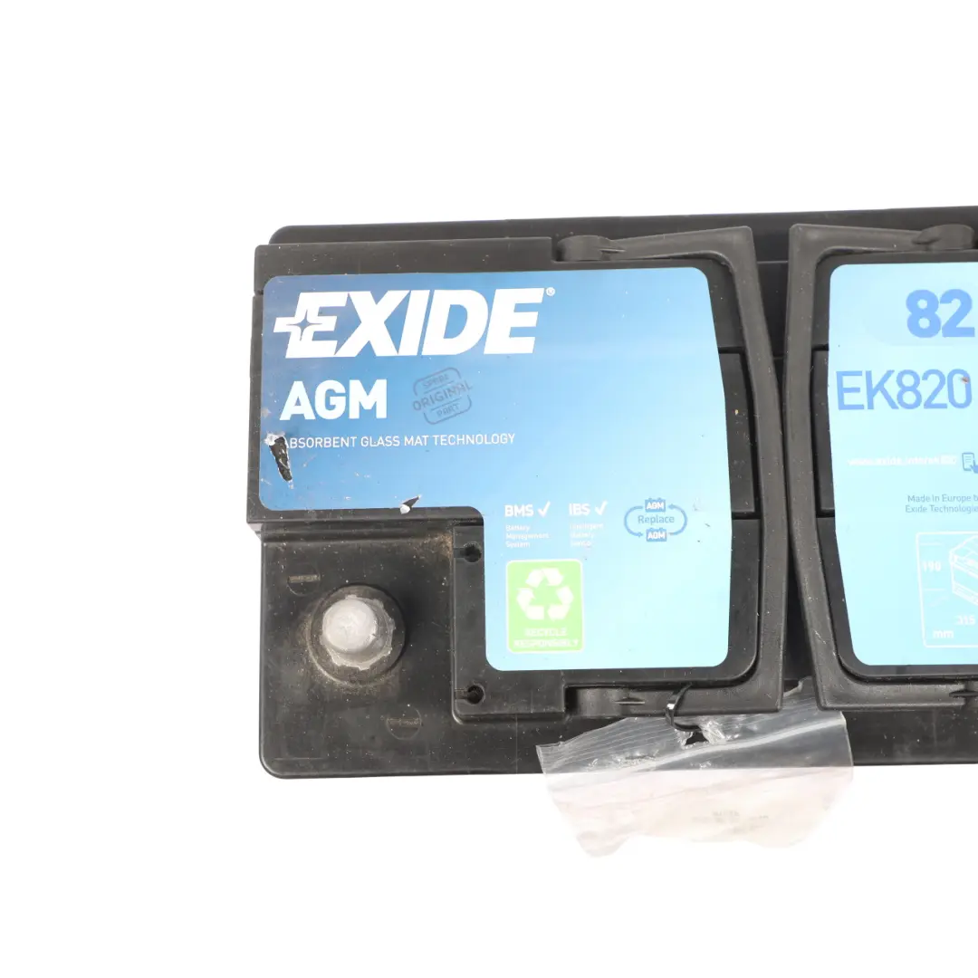 Exide Battery Accumulator Start Stop AGM Electrical Unit EK820 82Ah 800A to with Part number EXIDE-AGM-82AH Exide Battery Accumulator Start Stop AGM Electrical Unit EK820 82Ah 800A - SKU EXIDE-AGM-82AH - Part number EXIDE-AGM-82AH