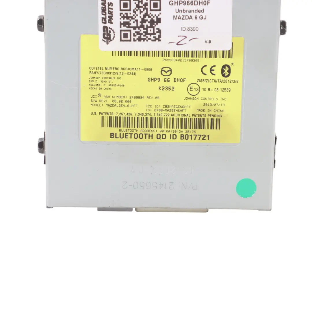 Mazda 6 Mk3 GJ Bluetooth Module Control Unit ECU K2352 - SKU GHP966DH0F - Part number GHP966DH0F