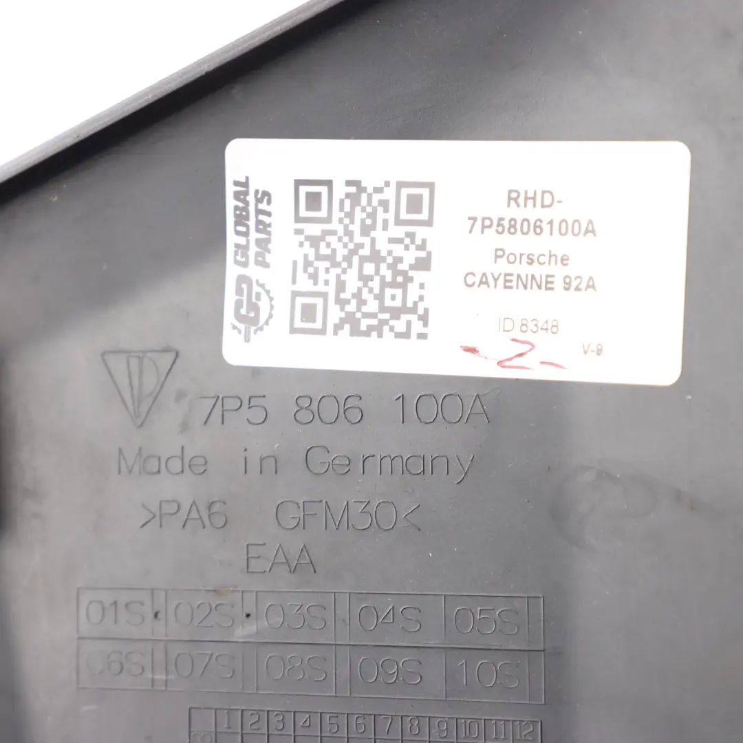 Bay Component Cover Panel Plate Trim to Porsche Cayenne 92A Engine with Part number 7P5806100A Porsche Cayenne 92A Engine Bay Component Cover Panel Plate Trim - SKU RHD-7P5806100A - Part number 7P5806100A