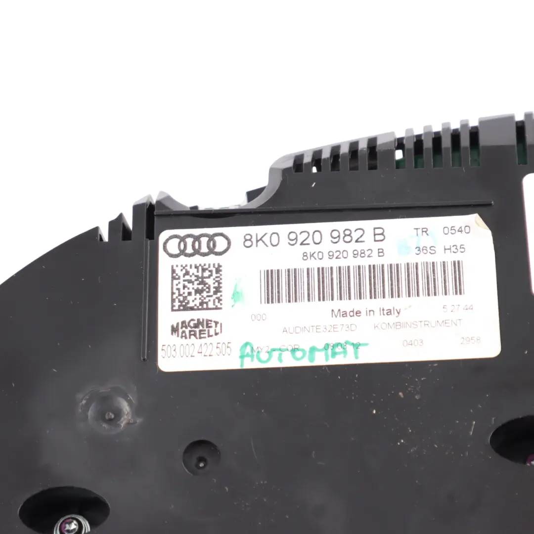 Instrument Cluster Clocks Speedometer Automat to Audi A4 B8 Diesel with Part number 8K0920982B Audi A4 B8 Diesel Instrument Cluster Clocks Speedometer Automat - SKU RHD-8K0920982B-1 - Part number 8K0920982B