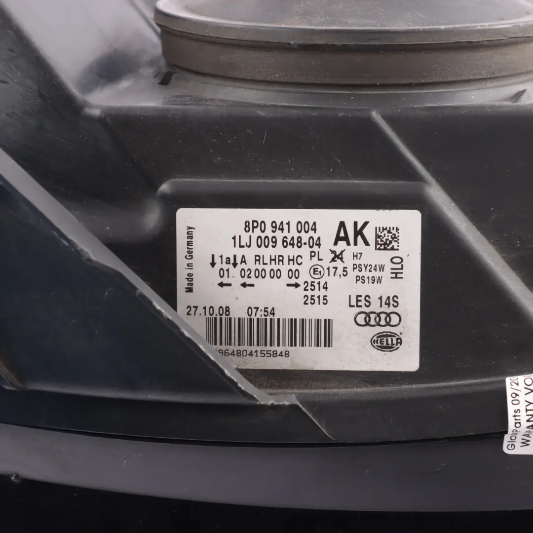 Front Lamp Headlight Halogen Right O/S to Audi A3 8P with Part number 8P0941004AK Audi A3 8P Front Lamp Headlight Halogen Right O/S - SKU RHD-8P0941004AK - Part number 8P0941004AK