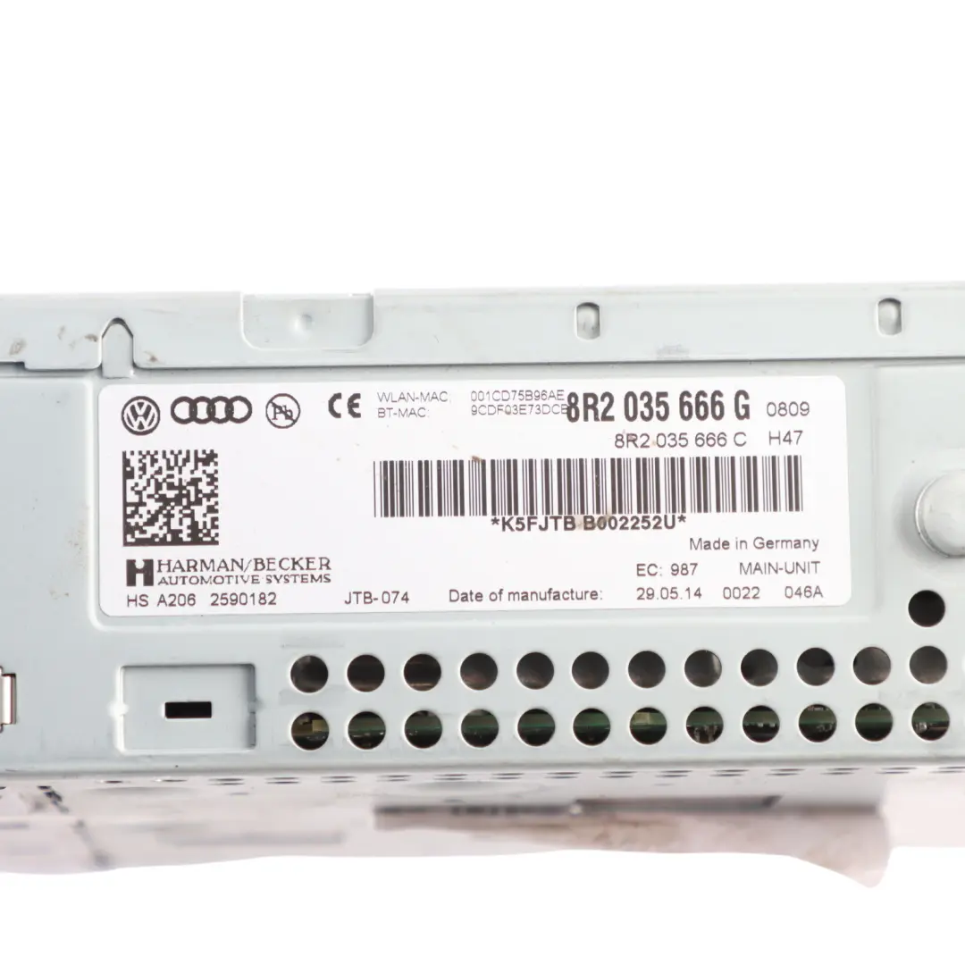Audi A4 B8 Navi CD Player Radio Sat Harman Head Unit Switch Panel - SKU RHD-8R2035666G-1 - Part number 8R2035666G