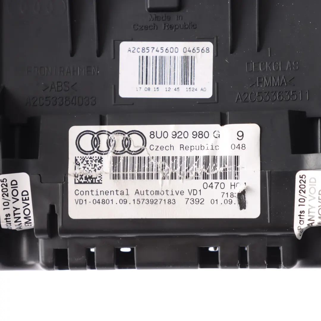 Instrument Cluster Speedo Clocks Diesel Automatic to Audi Q3 8U with Part number 8U0920980G Audi Q3 8U Instrument Cluster Speedo Clocks Diesel Automatic - SKU RHD-8U0920980G-2 - Part number 8U0920980G