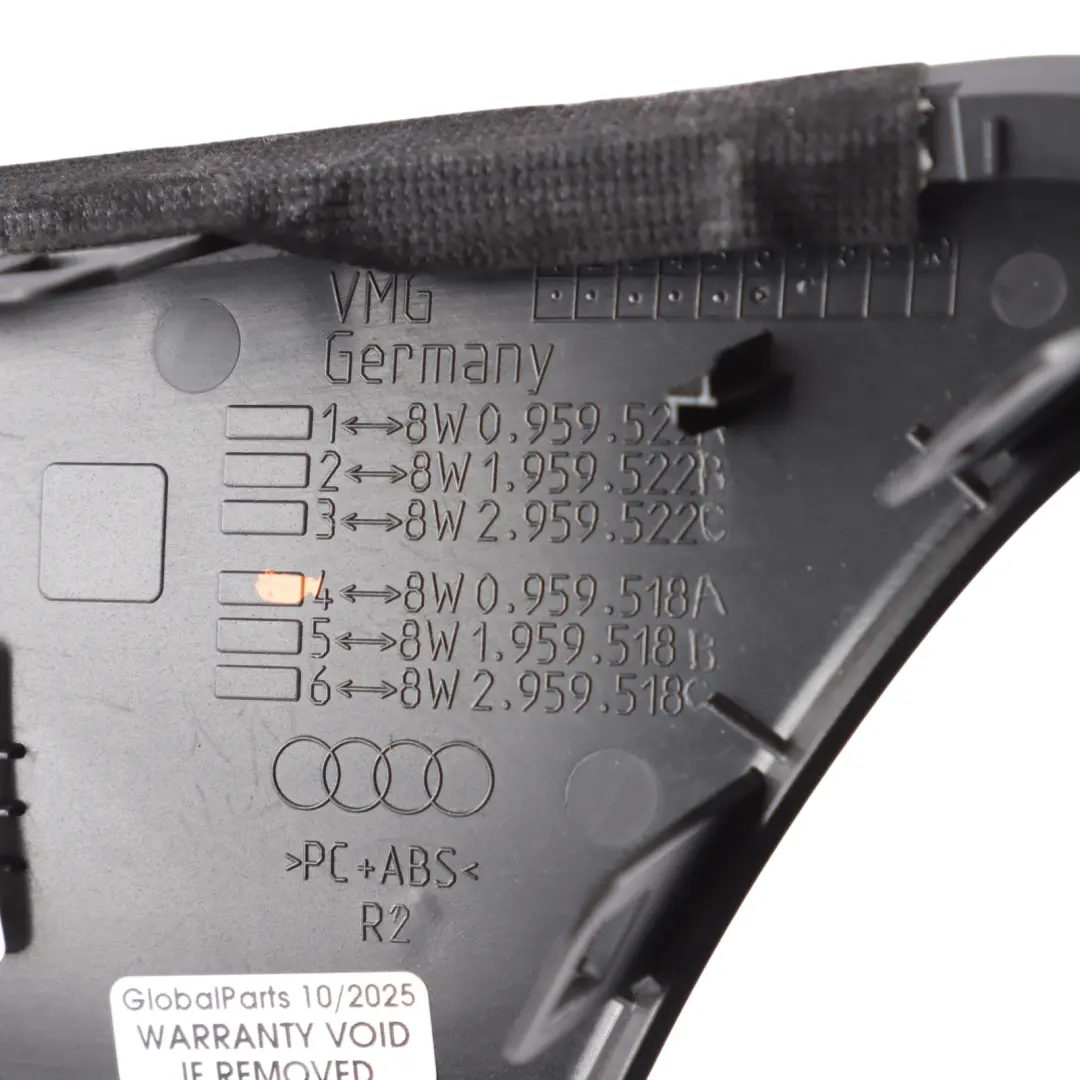 Front Interior Door Handle Lock Switch Cover Right O/S to Audi A4 B9 with Part number 8W0959518A Audi A4 B9 Front Interior Door Handle Lock Switch Cover Right O/S - SKU RHD-8W0959518A - Part number 8W0959518A