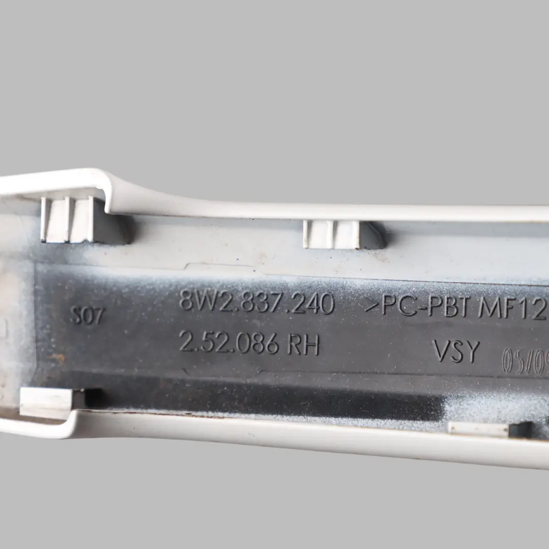 Door Grab Handle Front Right O/S Glacier White Pearl - S9R to Audi A4 B9 A5 F5 with Part number 8W2837240 Audi A4 B9 A5 F5 Door Grab Handle Front Right O/S Glacier White Pearl - S9R - SKU RHD-8W2837240-MGW - Part number 8W2837240