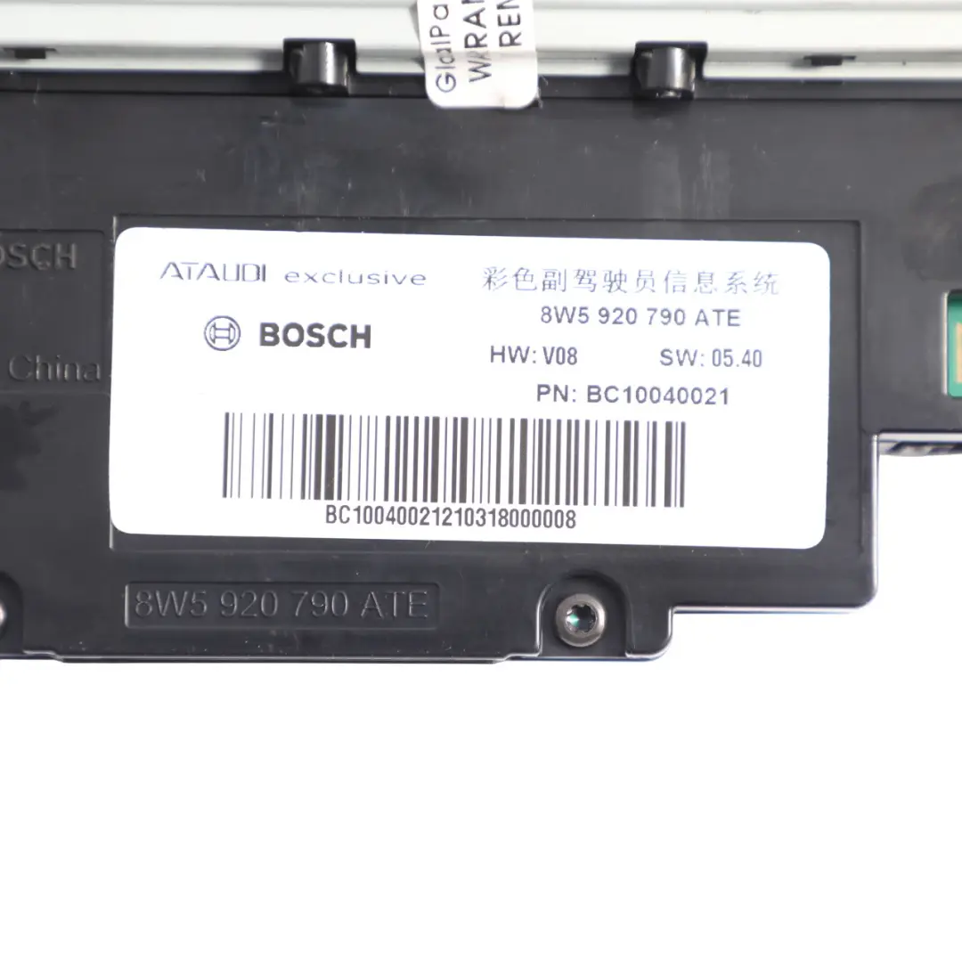 Audi A5 F5 Dashboard Trim Cover Display Unit Surround Panel Black - SKU RHD-8W5920790ATE - Part number 8W5920790ATE