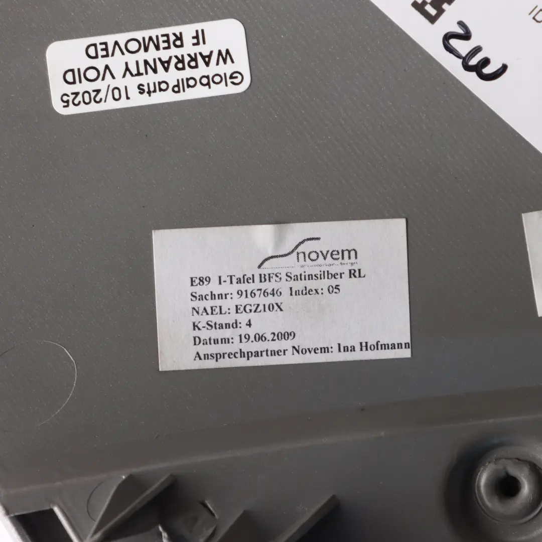 BMW Z4 E89 Interior Decor Trim Strip Cover Dash Console Satin Silver - SKU RHD-9167646 - Part number 9167646