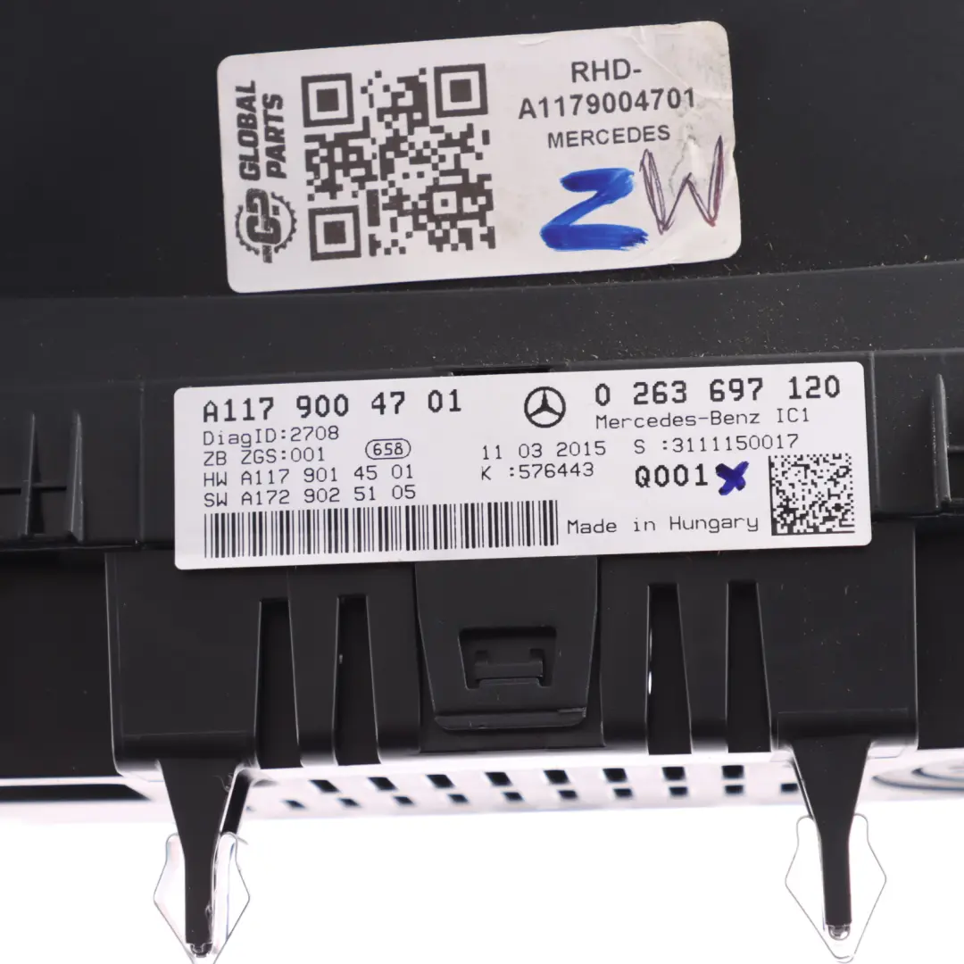 Mercedes CLA C117 Diesel Instrument Cluster Speedo Clocks Manual A1179007501 - SKU RHD-A1179004701 - Part number A1179004701