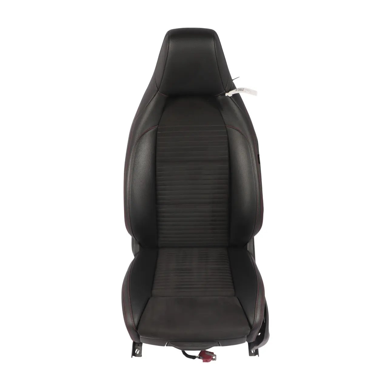 Mercedes W176 Front Seat Sport Heated Fabric Leather Black Red Threads Left N/S