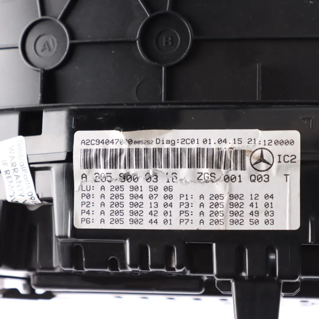 Instrument Cluster Clocks Speedometer Automatic to Mercedes S205 Petrol with Part number A2059000316 Mercedes S205 Petrol Instrument Cluster Clocks Speedometer Automatic - SKU RHD-A2059000316-1 - Part number A2059000316