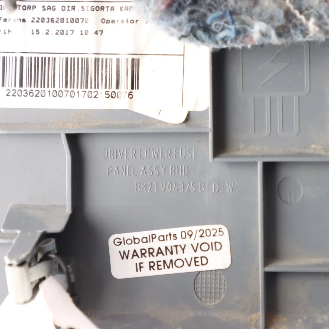 Ford Transit Custom Mk1 Lower Instrument Panel Cover Trim BK21-V04325-BD - SKU RHD-1879123 - Part number 1879123
