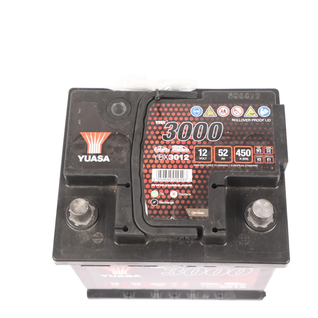 YUASA YBX 3000 Car Accumulator Battery Electrical Unit 52Ah 450A 12V YBX3012 to with Part number YUASA-52AH YUASA YBX 3000 Car Accumulator Battery Electrical Unit 52Ah 450A 12V YBX3012 - SKU YUASA-52AH - Part number YUASA-52AH
