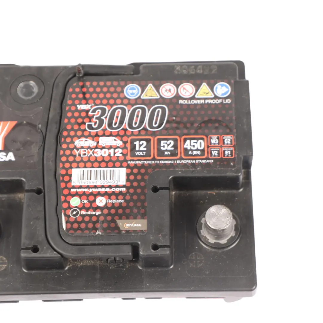 YUASA YBX 3000 Car Accumulator Battery Electrical Unit 52Ah 450A 12V YBX3012 to with Part number YUASA-52AH YUASA YBX 3000 Car Accumulator Battery Electrical Unit 52Ah 450A 12V YBX3012 - SKU YUASA-52AH - Part number YUASA-52AH