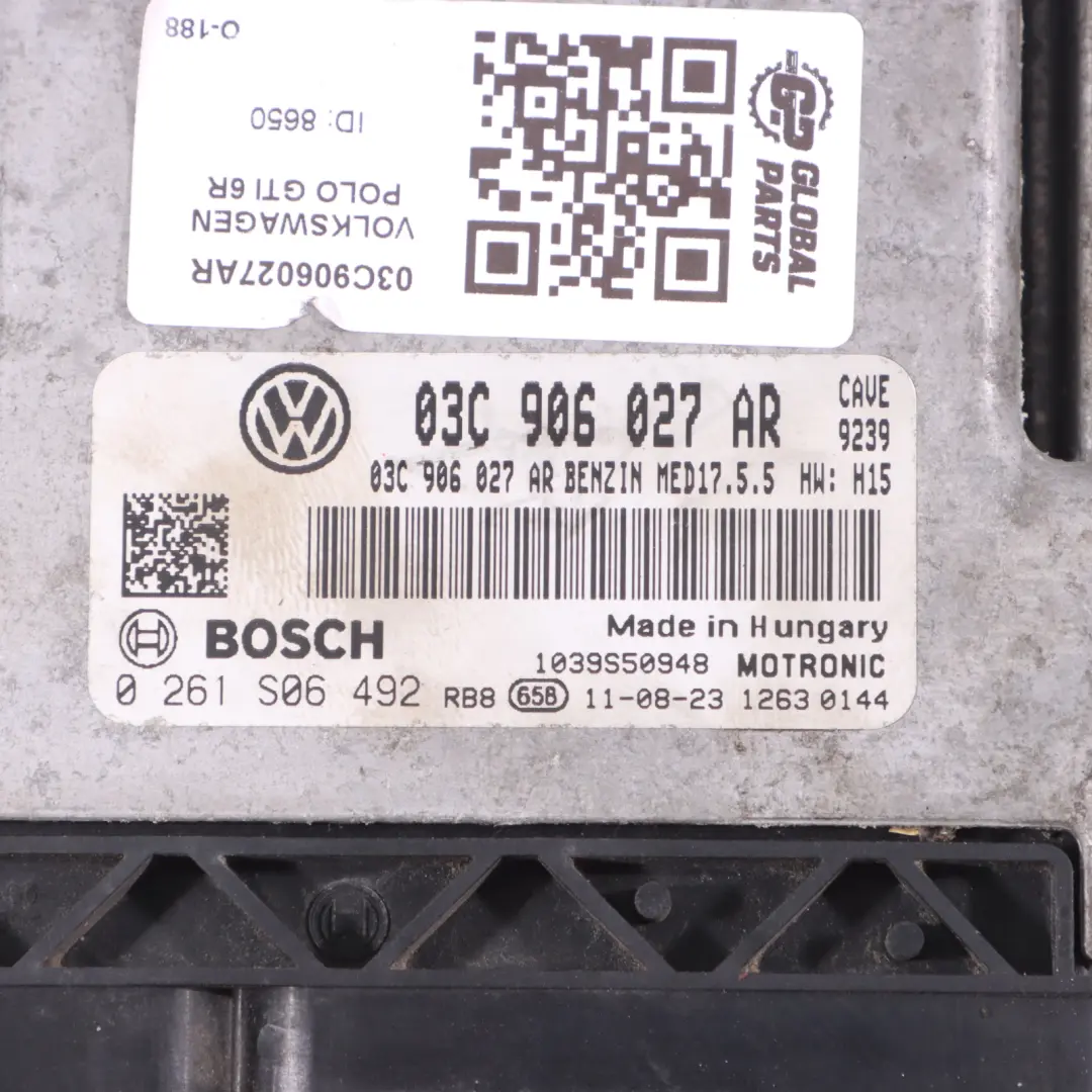 VW Polo 6R V GTI 1.4 TSI CAVE 180HP Engine Control ECU Kit Automatic - SKU 03C906027AR - Part number 03C906027AR